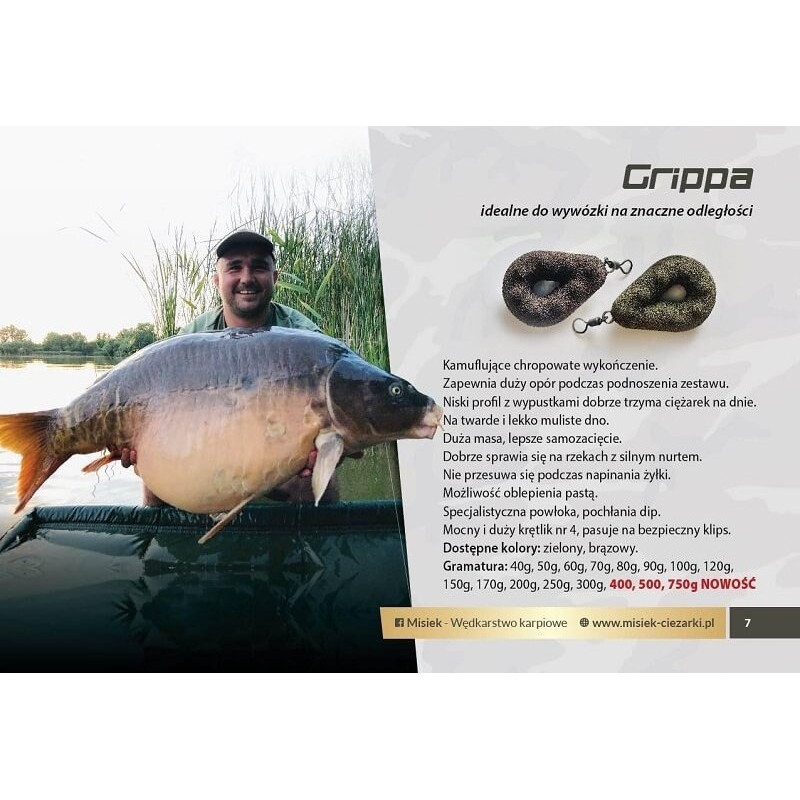 Ciężarek gruntowy Misiek Ciężarki - GRIPPA 60g zielony Ciężarek gruntowy Misiek Ciężarki - GRIPPA 60g zielony