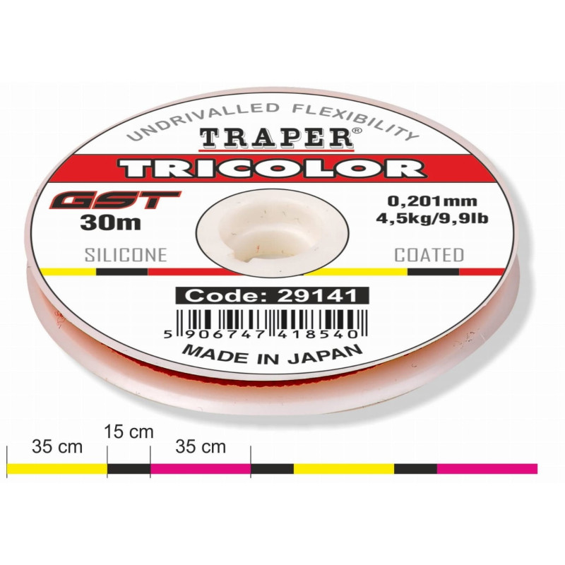 Żyłka Traper GST Tricolor 30m / 0,221mm