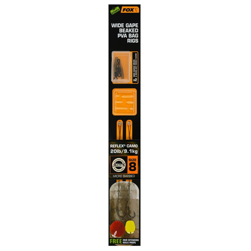 Przypony FOX Wide Gape Baked PVA Bag Ready Rigs hak 6