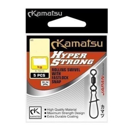 Krętlik Kamatsu Hyper Strong Rolling Swivel z Agrafką Fastlock Snap K-1010 roz. 2