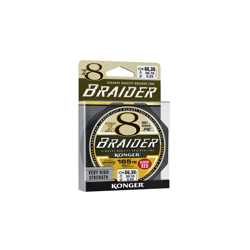 Plecionka Konger Braider X8 Bloody Red 150m / 0,08mm Plecionka Konger Braider X8 Bloody Red 150m / 0,08mm