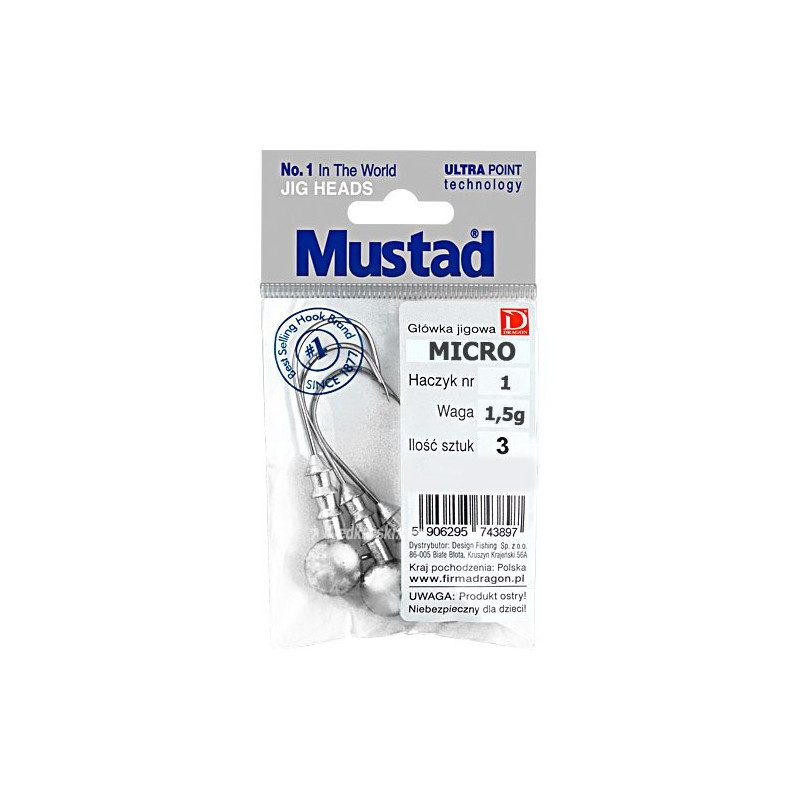 Główka jigowa Mustad MICRO hak 6 / 2.5g / 3szt.