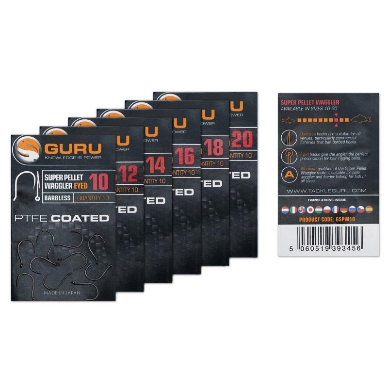 Haczyki Guru Super Super Pellet Waggler Barbless/Eyed roz. 16