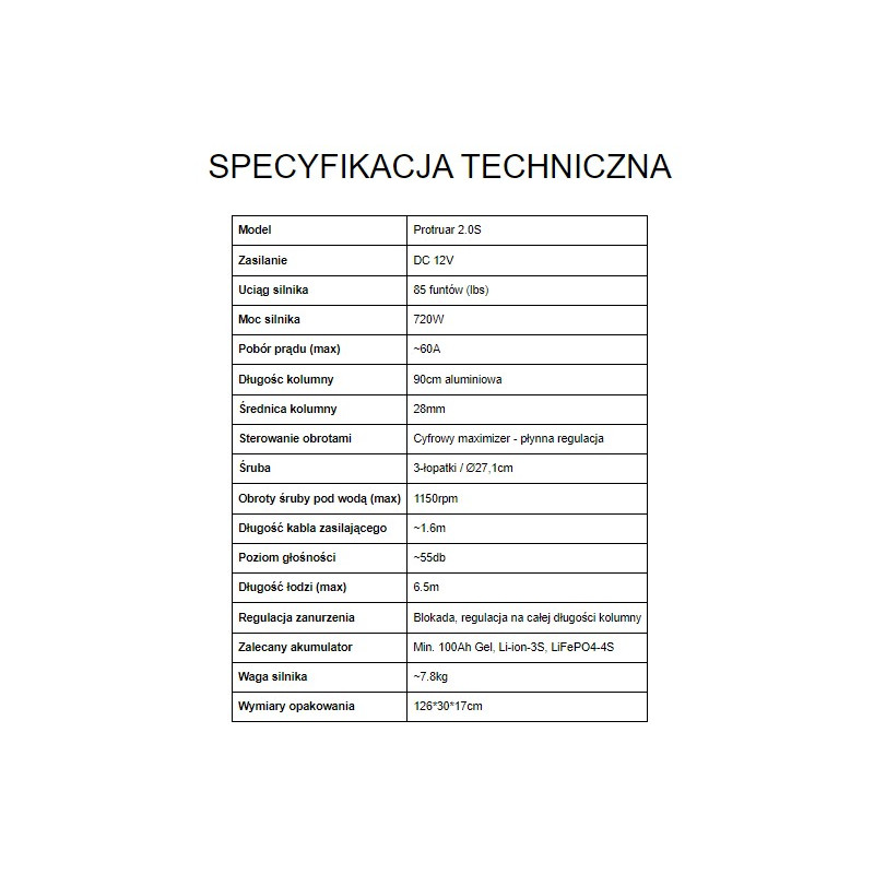 Silnik elektryczny Protruar 12V 2.0 HE-50754-90 HasWing