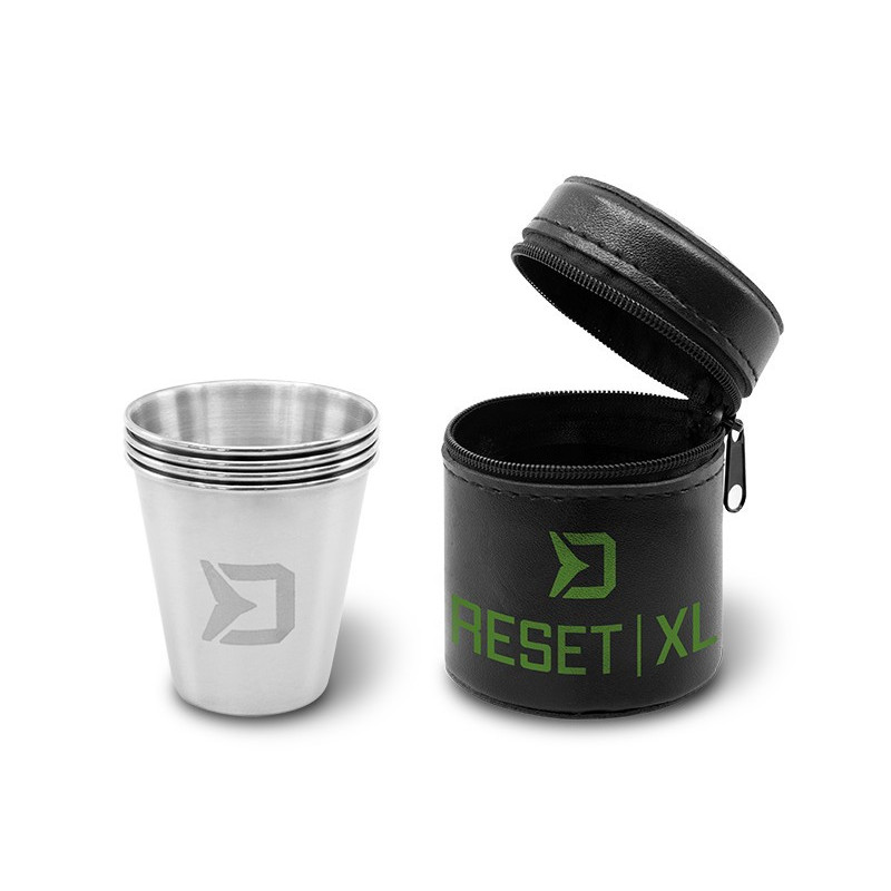 Zestaw kieliszków ze stali nierdzewnej RESET XL 4w1 70 ml Delphin Zestaw kieliszków ze stali nierdzewnej RESET XL 4w1 70 ml Delphin