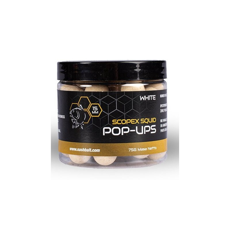 Kulki NASH Scopex Squid Pop Ups 15mm - white