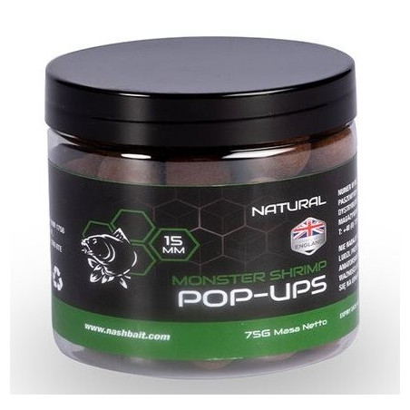 Kulki NASH Pop Ups 75g - 12mm Monster Shrimp Natural