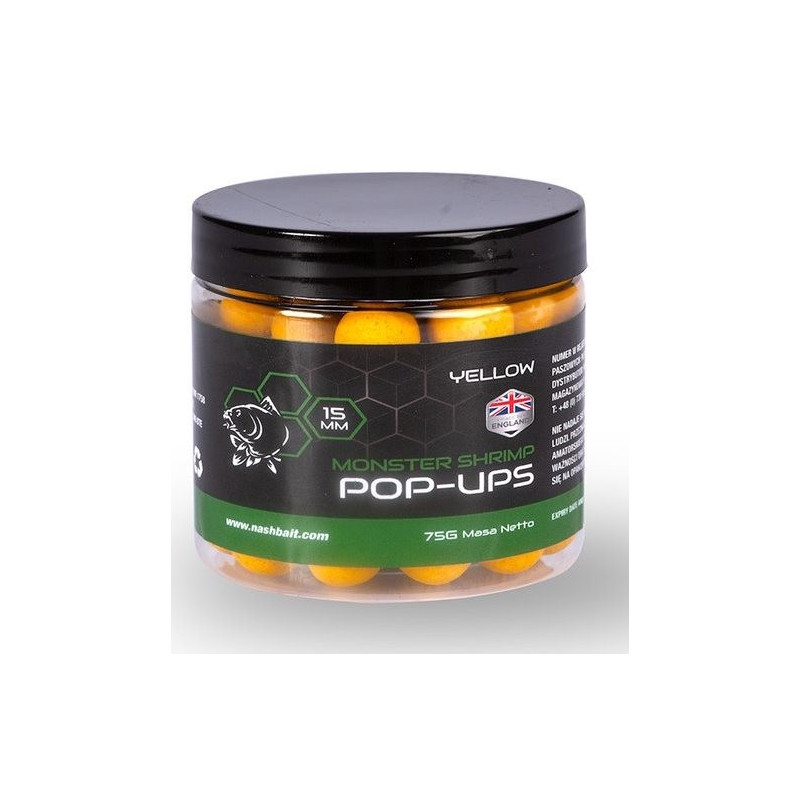 Kulki NASH Pop Ups 75g - 15mm Monster Shrimp Yellow