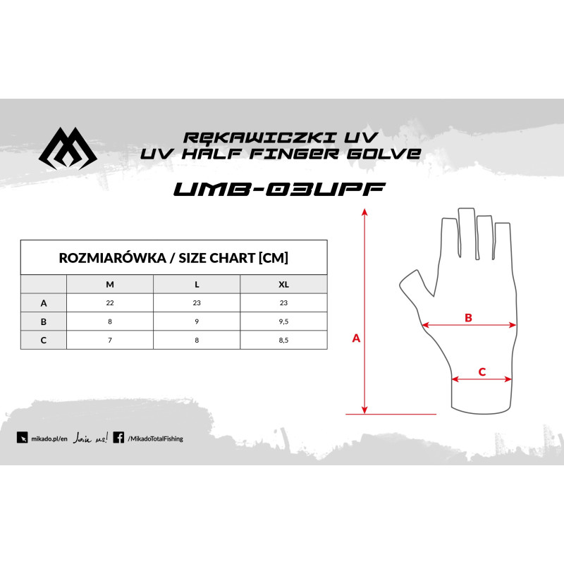 Rękawiczki Mikado letnie z filtrem UV UPF50+ roz. L Rękawiczki Mikado letnie z filtrem UV UPF50+ roz. L