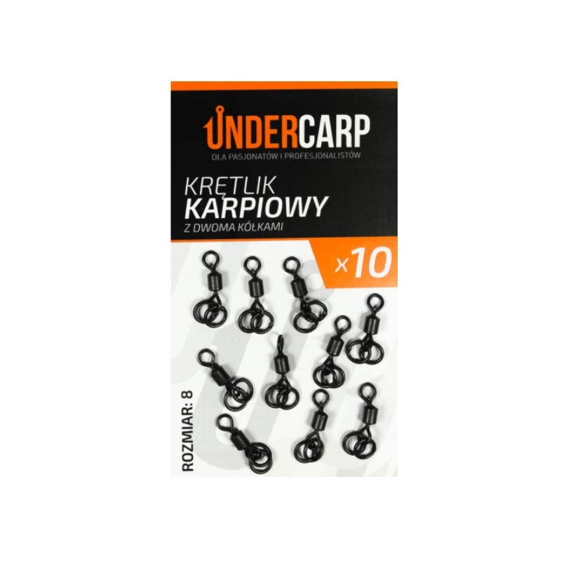 Krętlik Under carp karpiowy z dwoma kółkami roz. 8