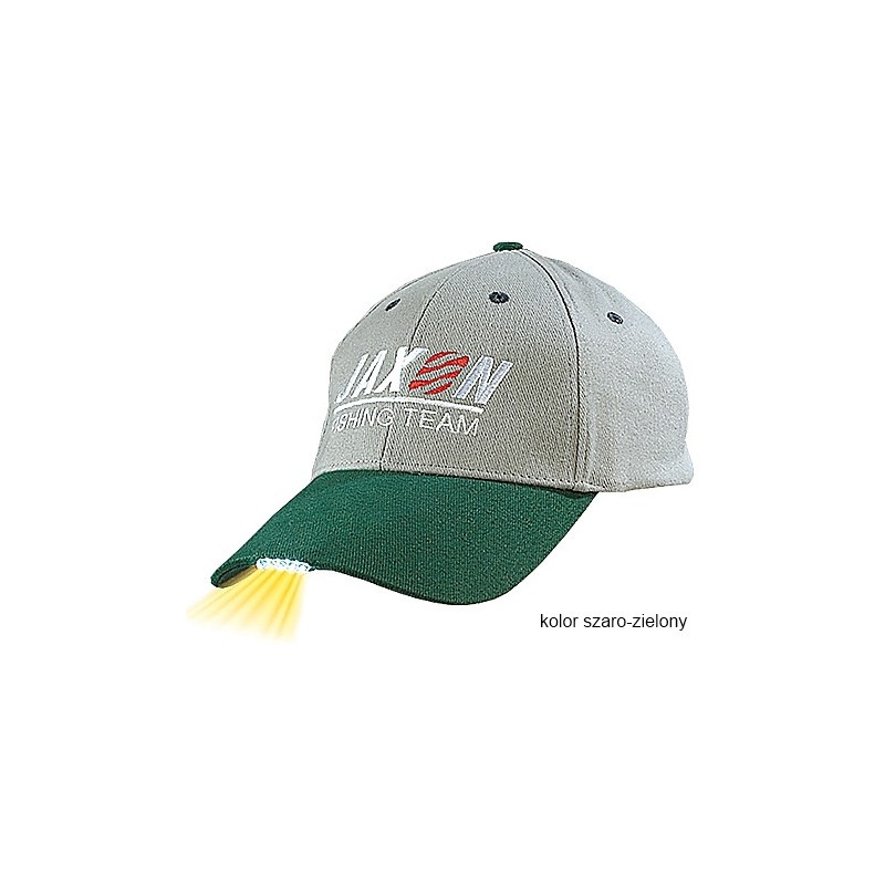 Czapka Jaxon z latarką w daszku UJ-CZX01D - szaro/zielona