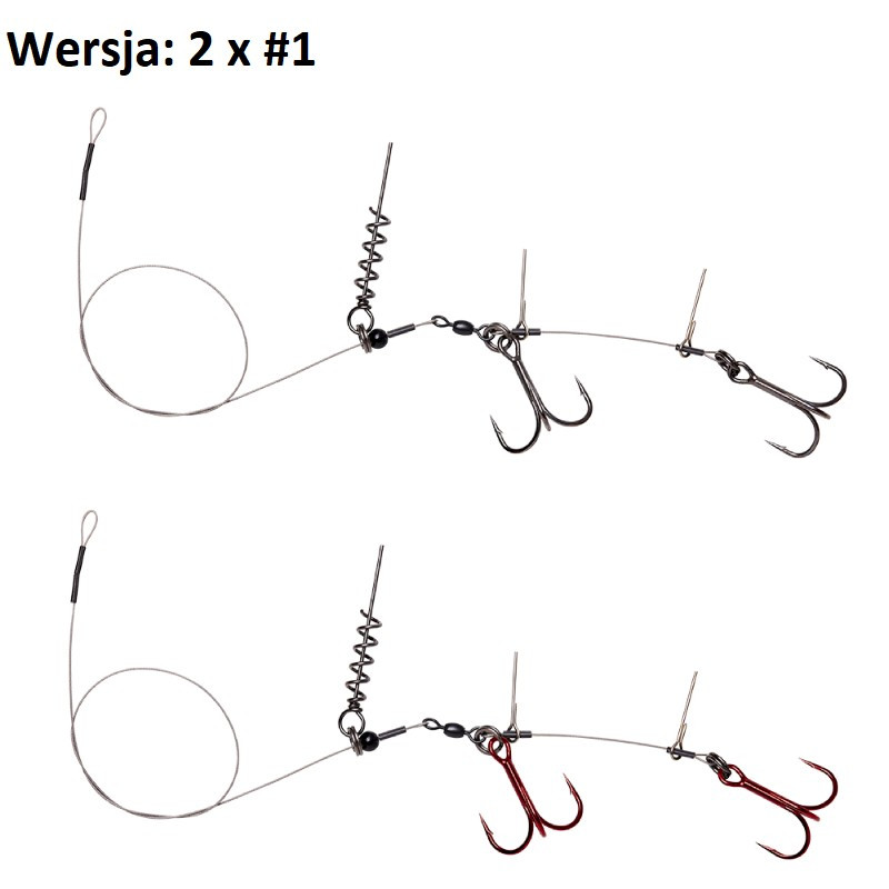 Przypon Savage Gear Line Thru na wkręt 2xhak 1 40cm