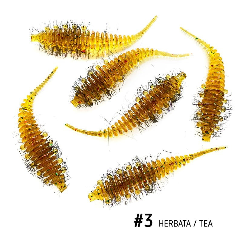 Przynęta Fishbay Robak/Worm Hairy 4,5 cm 3 Herbata