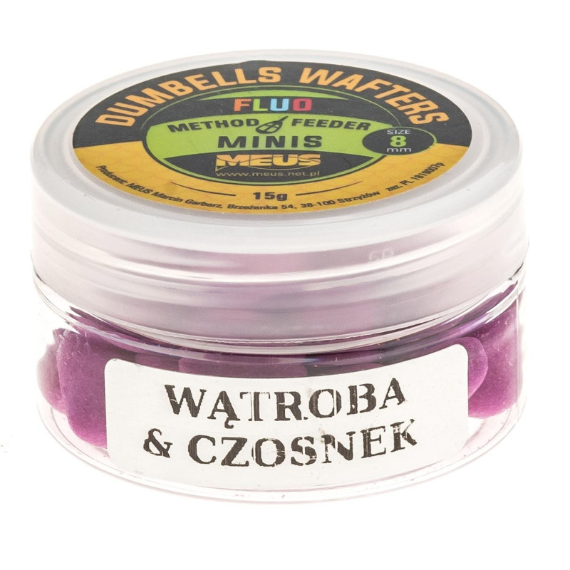 Kulki hakowe Meus Dumbells Fluo Wafters MINIS 12g - 6mm wątroba&czosnek