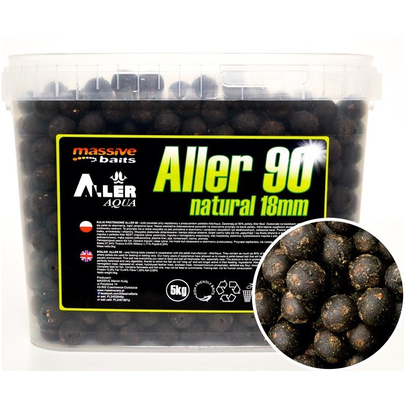 Kulki proteinowe Massive Baits Aller 90 5kg - 24mm natural Kulki proteinowe Massive Baits Aller 90 5kg - 24mm natural