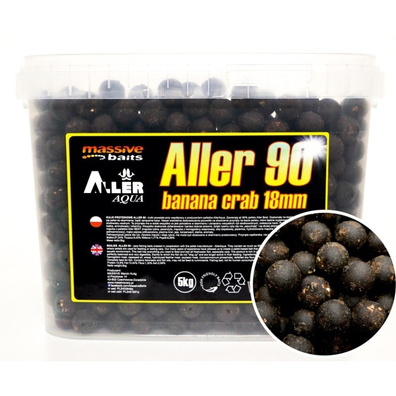 Kulki proteinowe Massive Baits Aller 90 5kg - 24mm Banana-Crab
