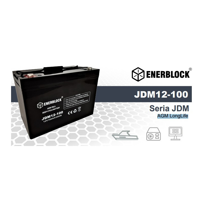 Akumulator JDM AGM LongLife JDM12-100 ENERBLOCK Akumulator JDM AGM LongLife JDM12-100 ENERBLOCK