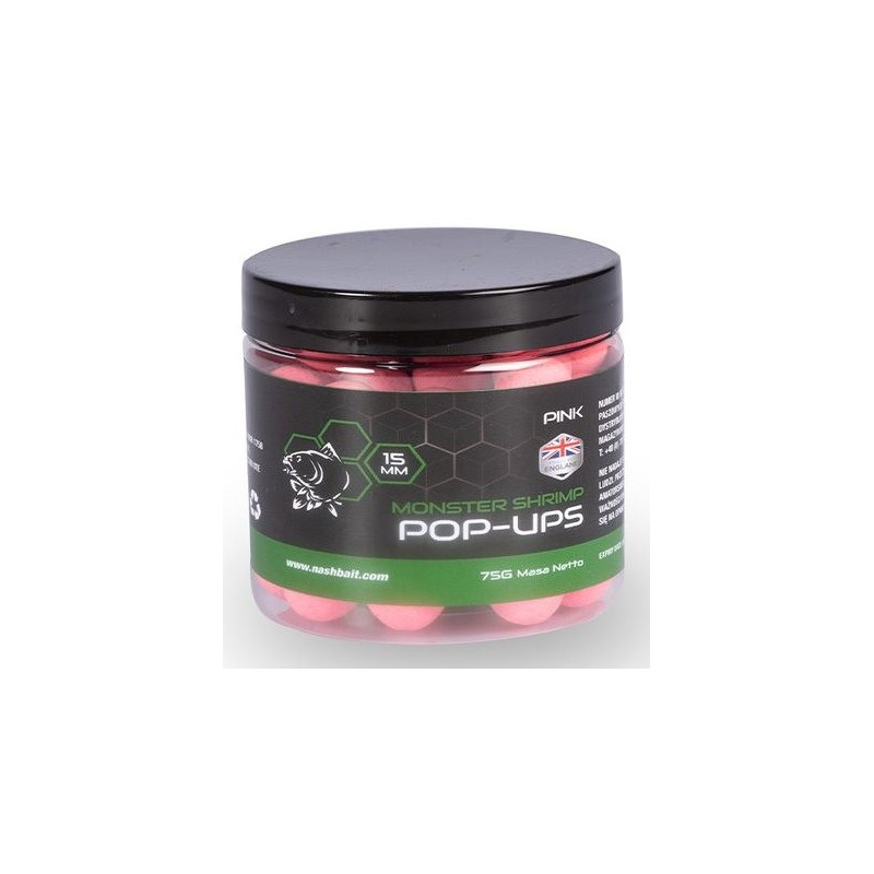 Kulki NASH Monster Shrimp Pop Ups 75g - 15mm Pink