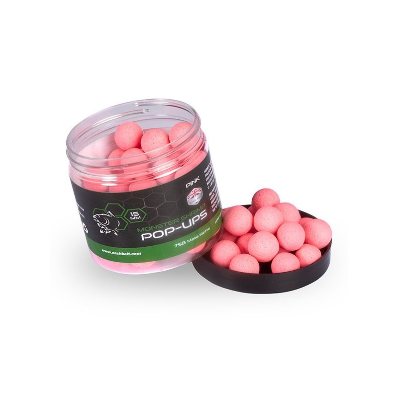 Kulki NASH Monster Shrimp Pop Ups 75g - 15mm Pink Kulki NASH Monster Shrimp Pop Ups 75g - 15mm Pink