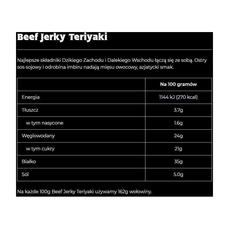 Suszona wołowina Beef Jerky Teryiaki 10000026207 Jack Links Suszona wołowina Beef Jerky Teryiaki 10000026207 Jack Links