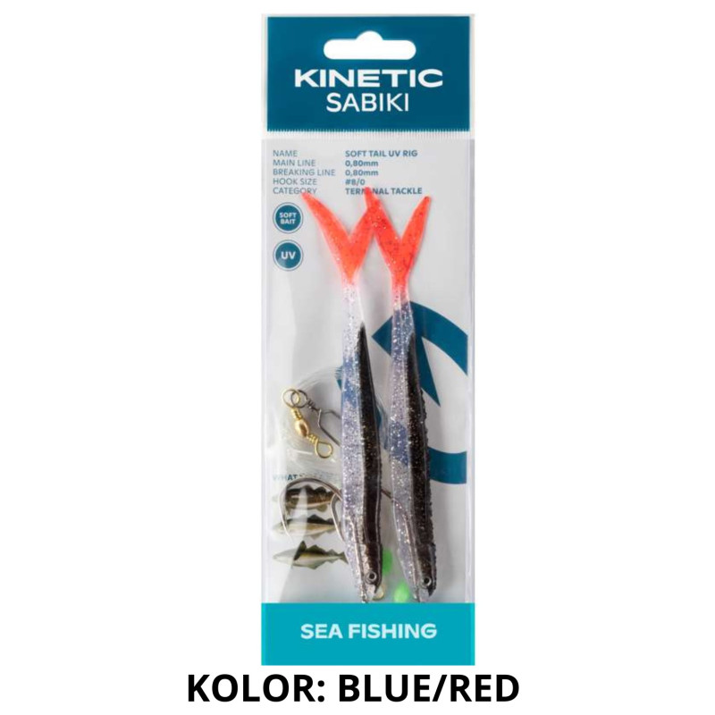 Zestaw Sabiki Soft Tail UV 130cm blue/red KINETIC Zestaw Sabiki Soft Tail UV 130cm blue/red KINETIC