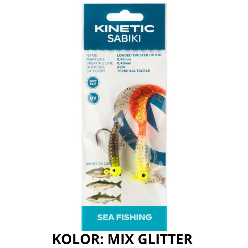 Zestaw Sabiki Loaded Twister UV 115cm mix glitter KINETIC Zestaw Sabiki Loaded Twister UV 115cm mix glitter KINETIC