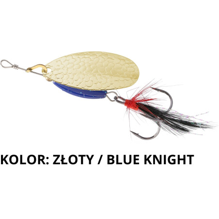 Błystka obrotowa Mikado M-GRUB 7g złoty / blue knight Błystka obrotowa Mikado M-GRUB 7g złoty / blue knight