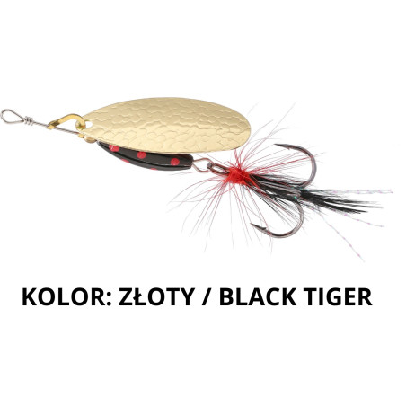 Błystka obrotowa Mikado M-GRUB - Złota 7g złoty/ black tiger Błystka obrotowa Mikado M-GRUB - Złota 7g złoty/ black tiger