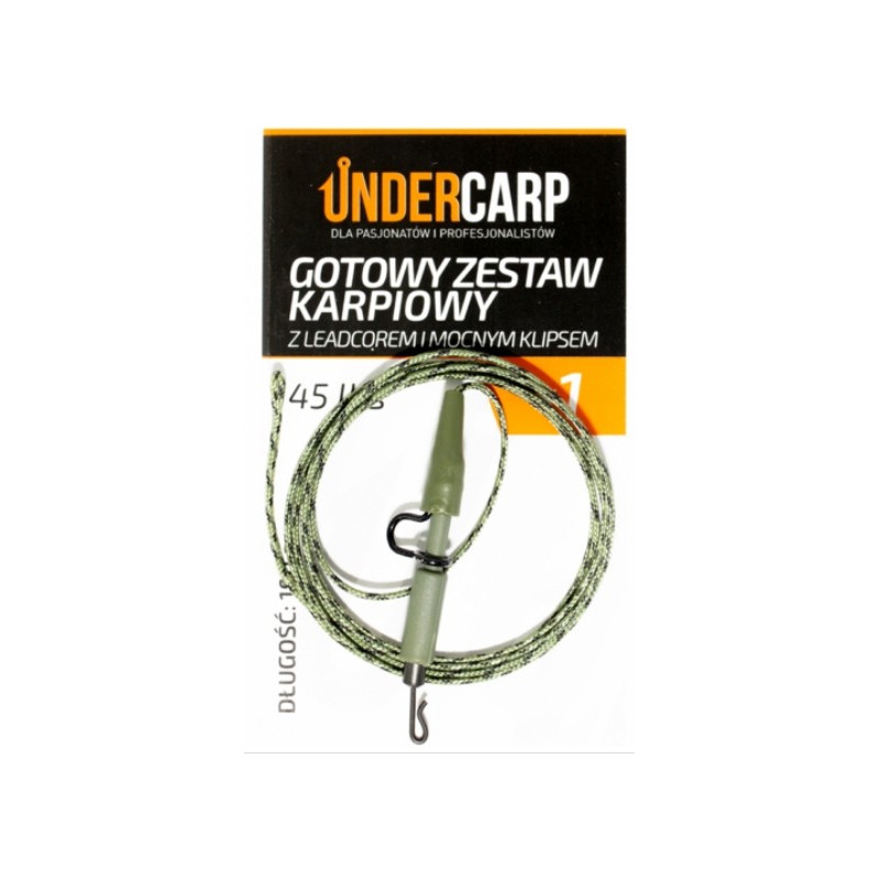 Gotowy zestaw karpiowy z leadcorem i mocnym klipsem 100cm Under carp Gotowy zestaw karpiowy z leadcorem i mocnym klipsem 100cm Under carp