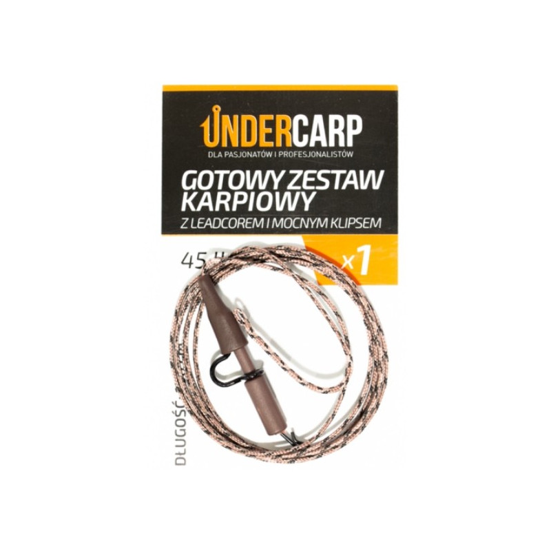 Gotowy zestaw karpiowy z leadcorem i mocnym klipsem 100cm Under carp Gotowy zestaw karpiowy z leadcorem i mocnym klipsem 100cm Under carp