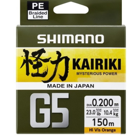 Plecionka Shimano Kairiki G5 150m - 0,18mm pomarańczowy Plecionka Shimano Kairiki G5 150m - 0,18mm pomarańczowy