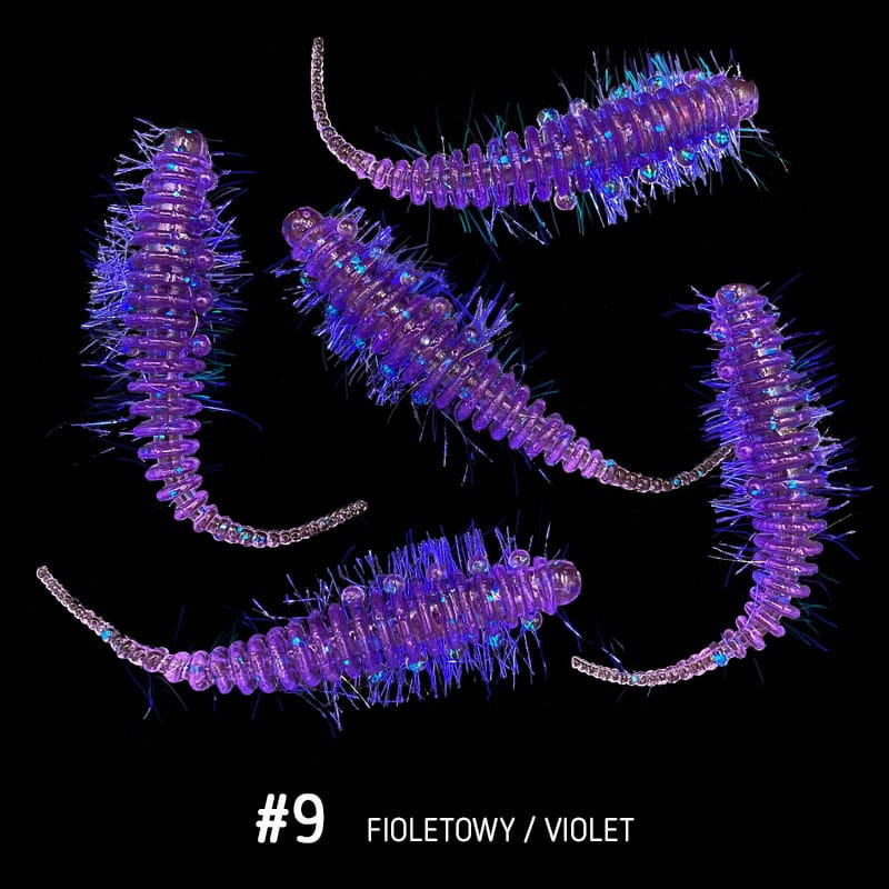 Przynęta Fishbay Robak/Worm Hairy 4,5 cm 9 Fioletowy