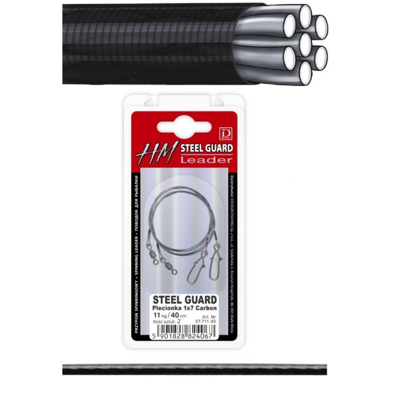 Przypon Dragon Steel Guard 1x7 Carbon 40cm / 5kg Przypon Dragon Steel Guard 1x7 Carbon 40cm / 5kg