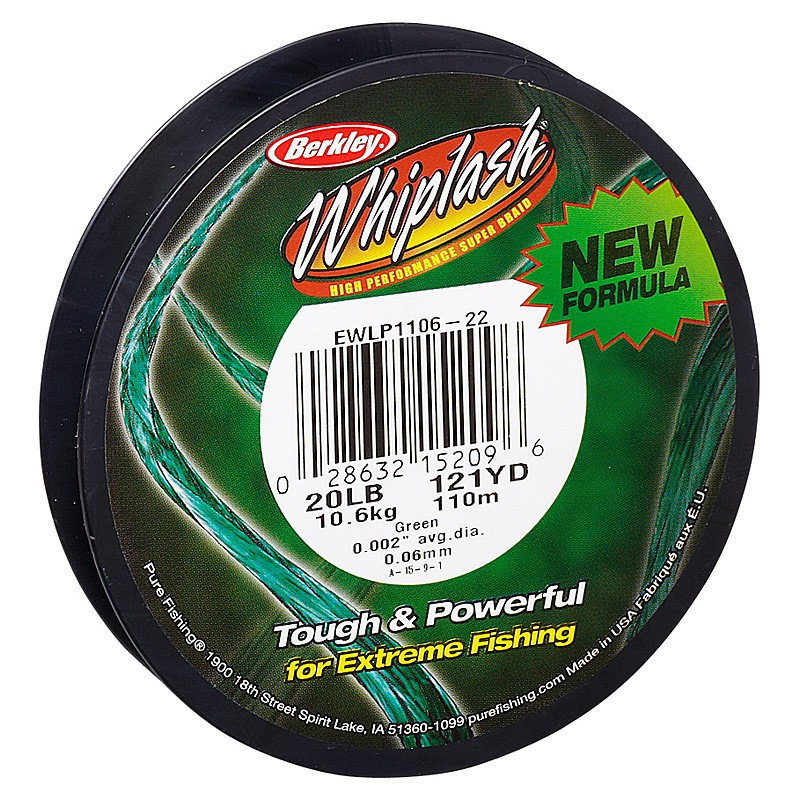 Berkley Whiplash Bulk Spool Braided Line – 65lb Lo-Vis Green, 2200 Yards (2000m) 0.20mm