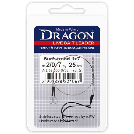 Przypony Dragon żywcowe Surfstrand A.F.W. 1x7 25cm / 5kg Przypony Dragon żywcowe Surfstrand A.F.W. 1x7 25cm / 5kg
