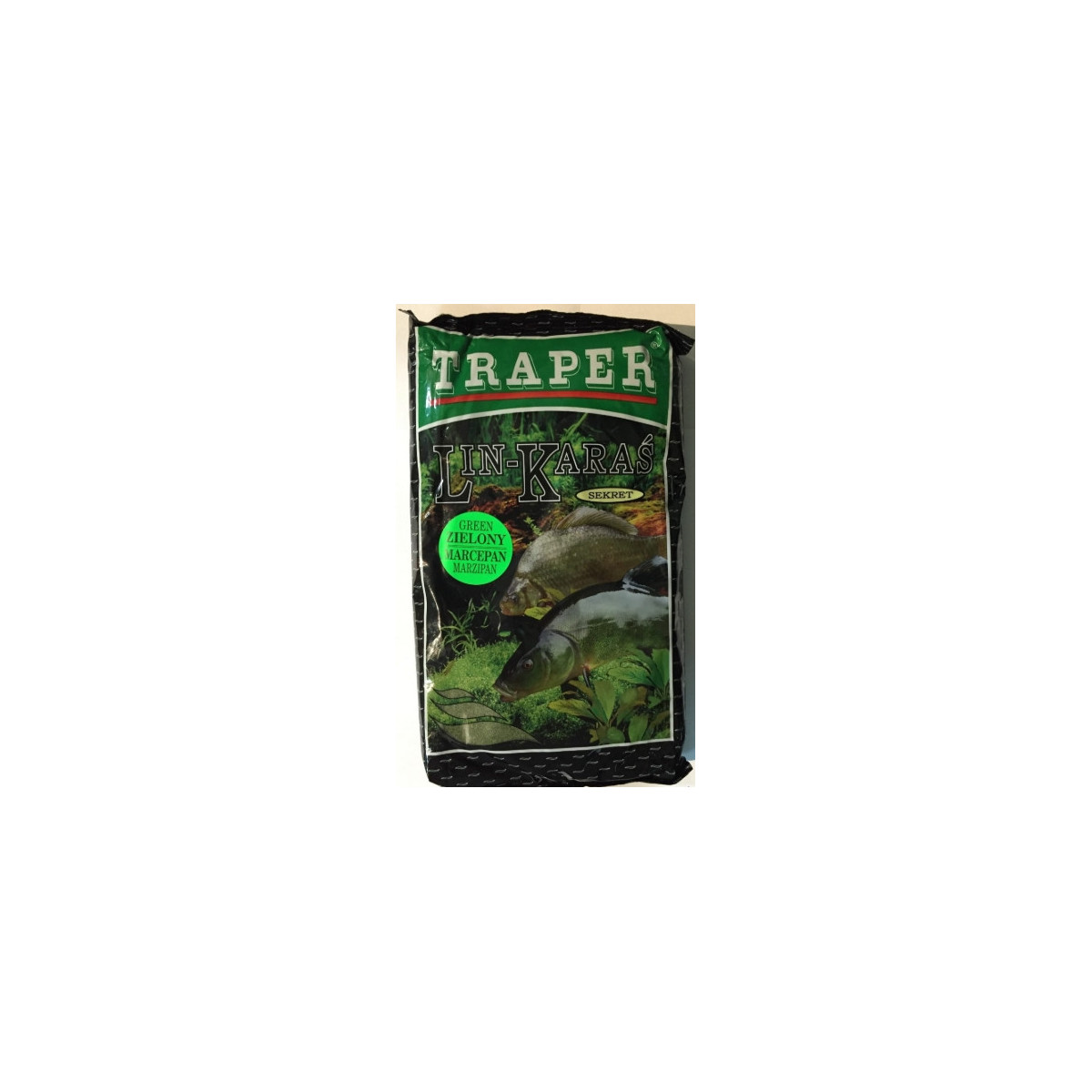 Zanęta Traper Sekret 1kg - Lin-Karaś, zielony marcepan