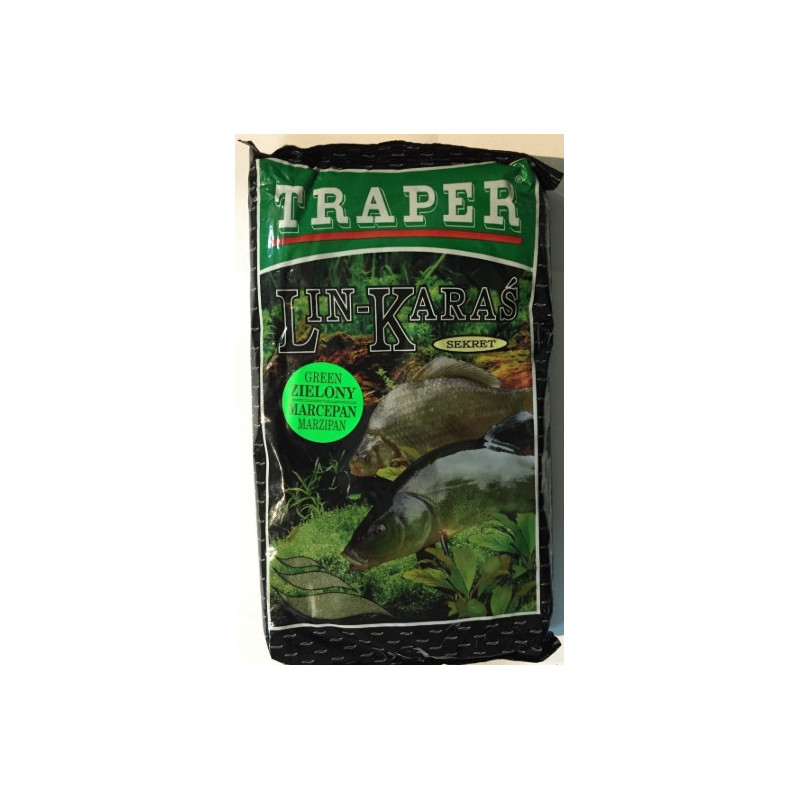 Zanęta Traper Sekret 1kg - Lin-Karaś, zielony marcepan