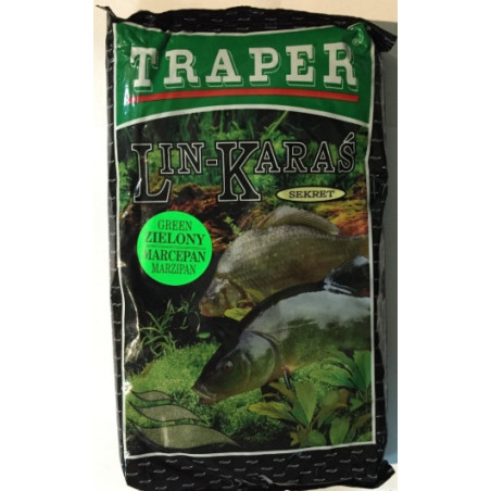 Zanęta Traper Sekret 1kg - Lin-Karaś, zielony marcepan