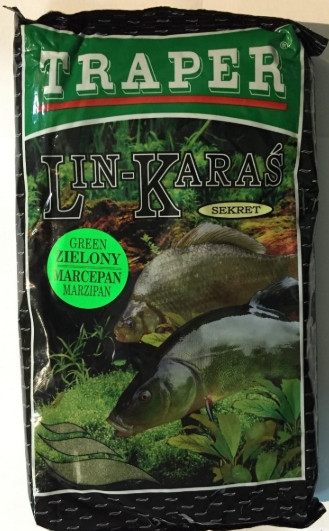 Zanęta Traper Sekret 1kg - Lin-Karaś, zielony marcepan Zanęta Traper Sekret 1kg - Lin-Karaś, zielony marcepan