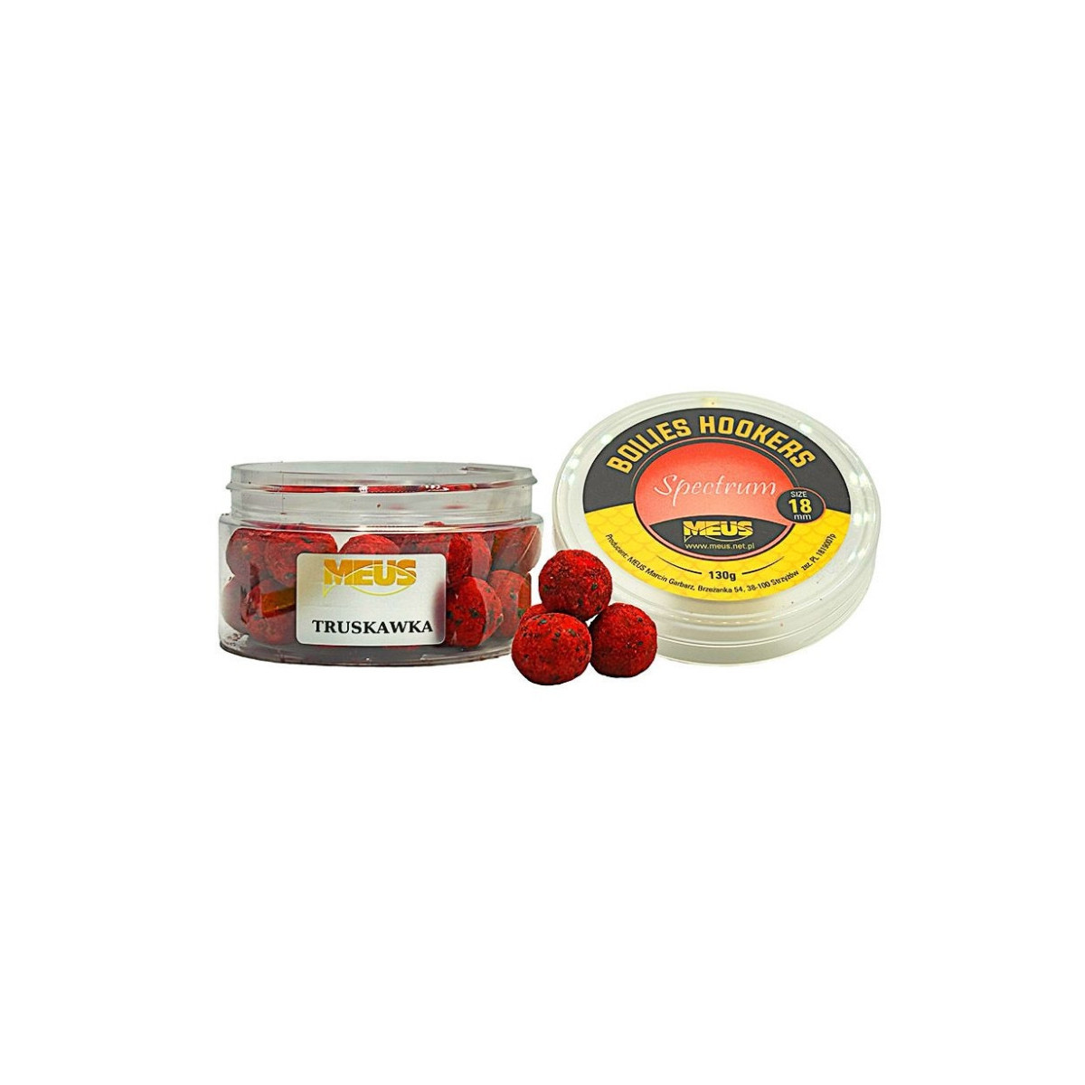 Kulki hakowe Meus Spectrum 130g, 18mm - truskawka (tonące)