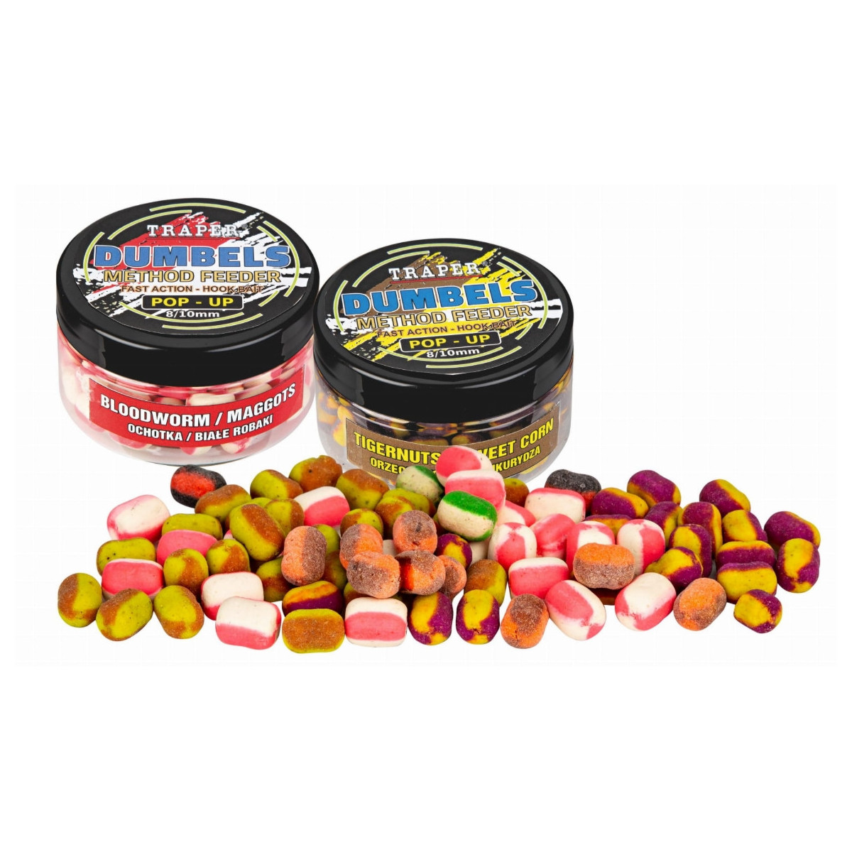 Dumbels Duo Color Pop-Up Method Feeder 30g, 8x10mm - orzech tygrysi/kukurydza Traper Dumbels Duo Color Pop-Up Method Feeder 30g, 8x10mm - orzech tygrysi/kukurydza Traper