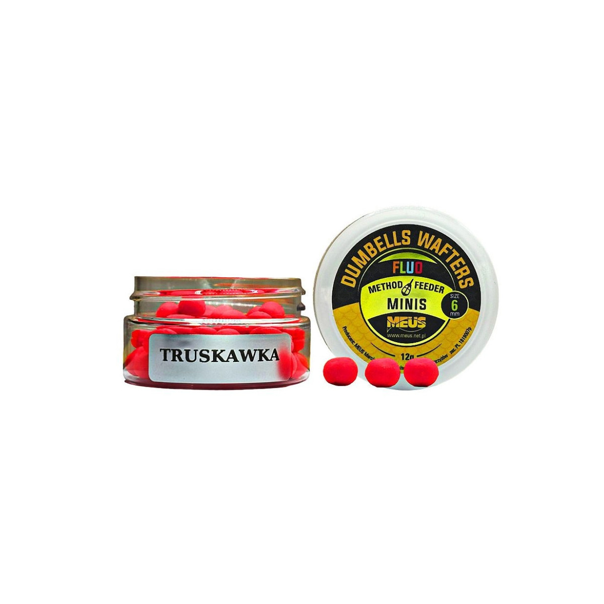 Kulki hakowe Meus Dumbells Fluo Wafters MINIS 12g - 6mm truskawka