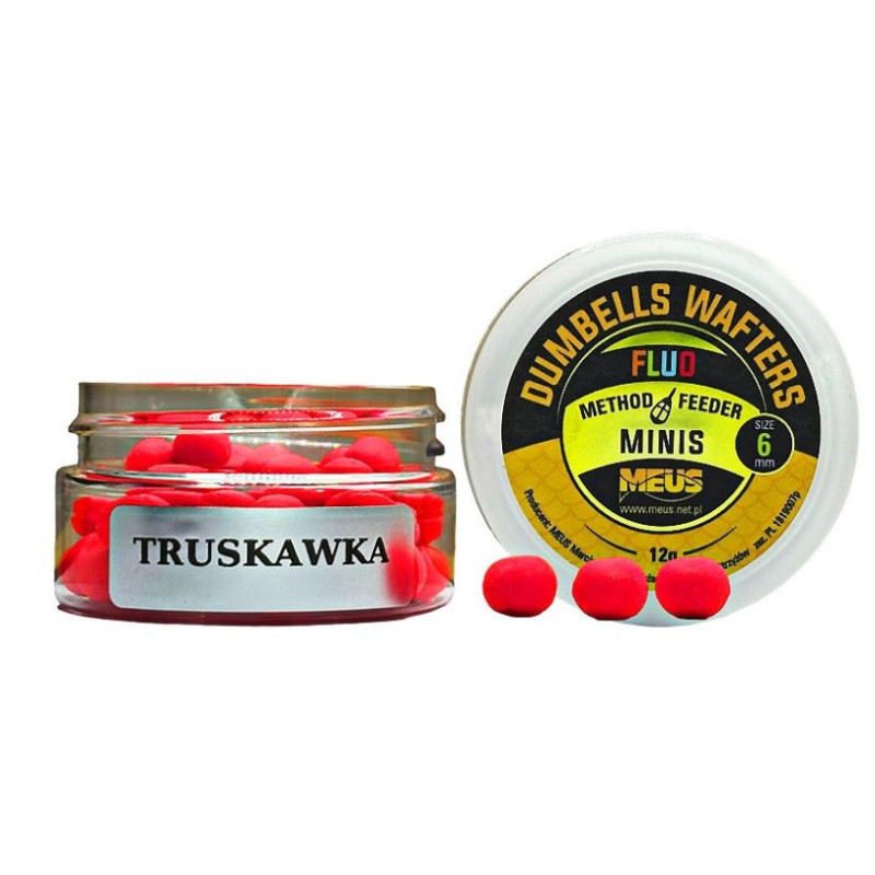 Kulki hakowe Meus Dumbells Fluo Wafters MINIS 12g - 6mm truskawka