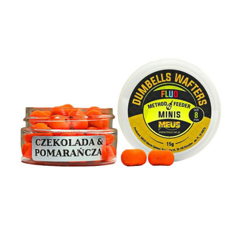 Kulki hakowe Meus Dumbells Fluo Wafters MINIS 15g / 8mm / czekolada&pomarańcza