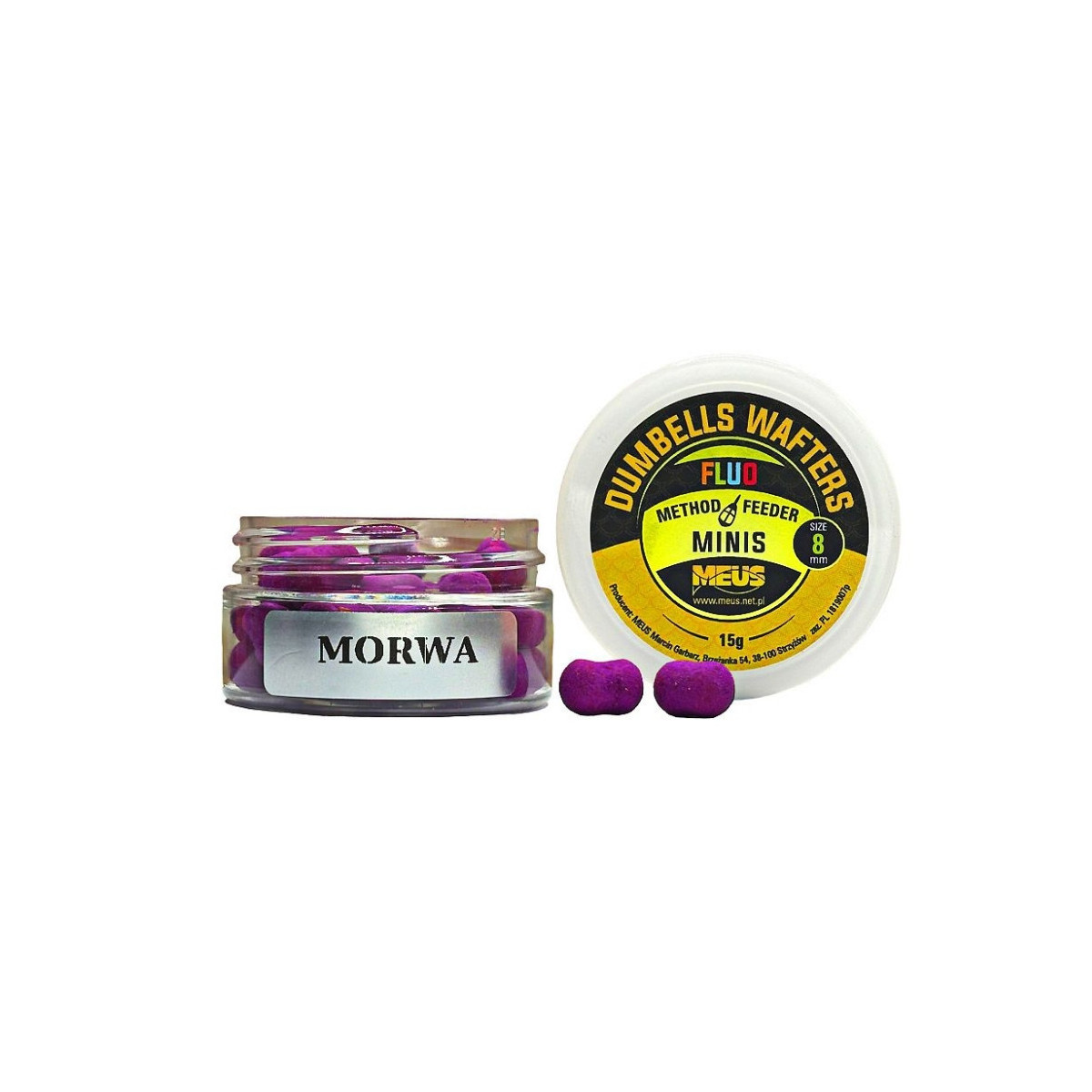 Kulki hakowe Meus Dumbells Fluo Wafters MINIS 15g, 8mm - morwa