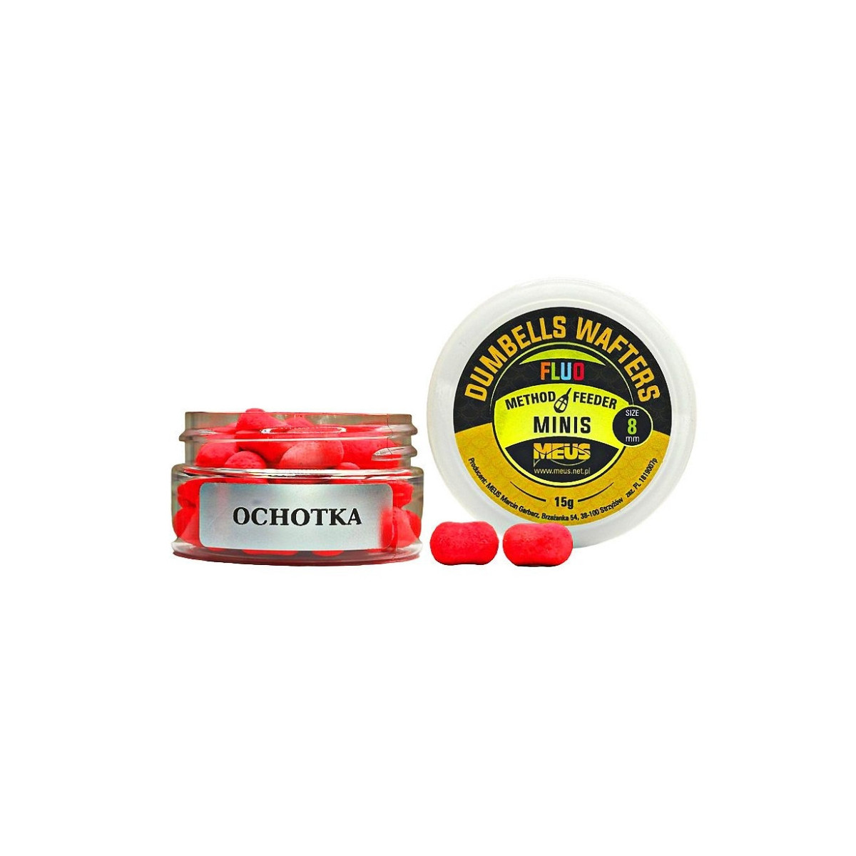 Kulki hakowe Meus Dumbells Fluo Wafters MINIS 15g, 8mm - ochotka