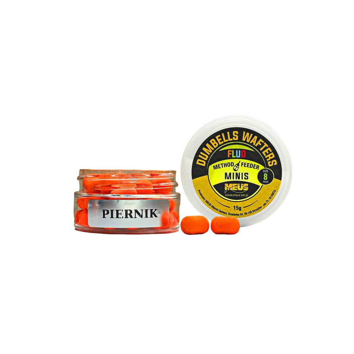 Kulki hakowe Meus Dumbells Fluo Wafters MINIS 15g, 8mm - Piernik