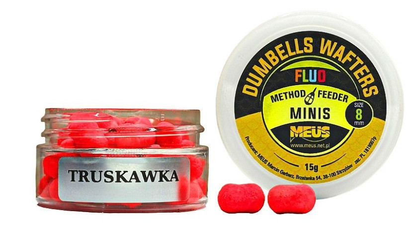 Kulki hakowe Meus Dumbells Fluo Wafters MINIS 15g - 8mm truskawka