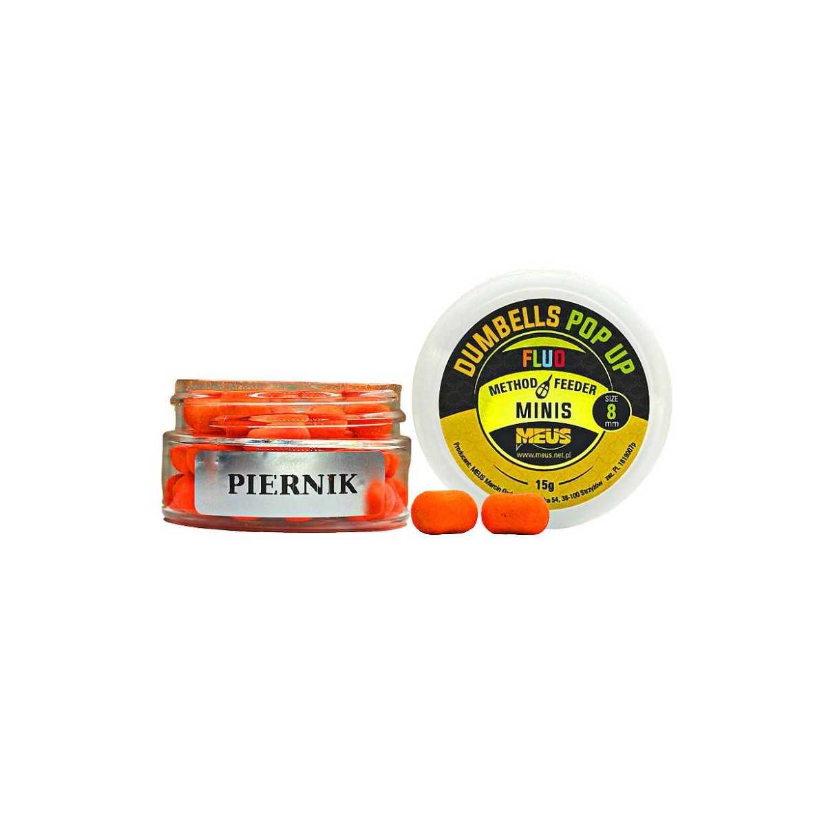 Kulki Meus Dumbells Fluo Pop Up MINIS 15g / 8mm / Piernik Kulki Meus Dumbells Fluo Pop Up MINIS 15g / 8mm / Piernik