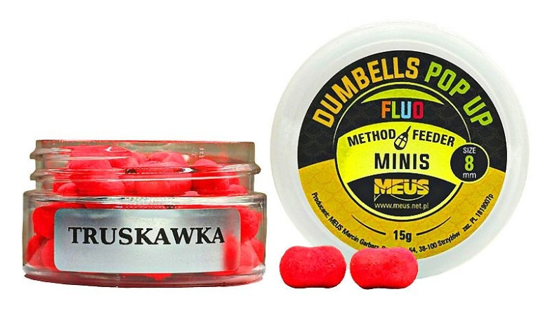 Kulki Meus Dumbells Fluo Pop Up MINIS 15g - 8mm truskawka Kulki Meus Dumbells Fluo Pop Up MINIS 15g - 8mm truskawka